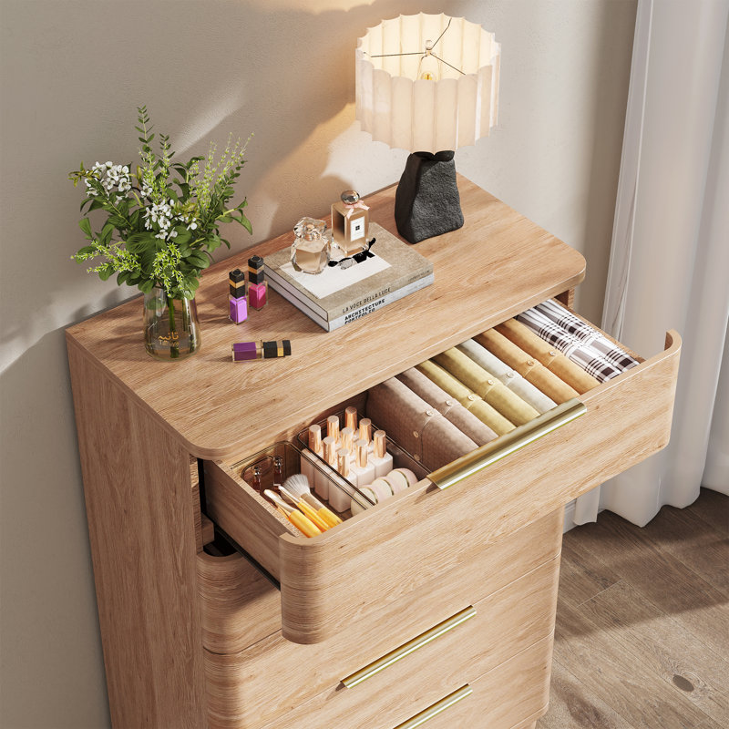 5 Dresser For Bedroom, Wooden Closet Chest Storage For Living Room, Hallway, Entryway, Oak, Oak