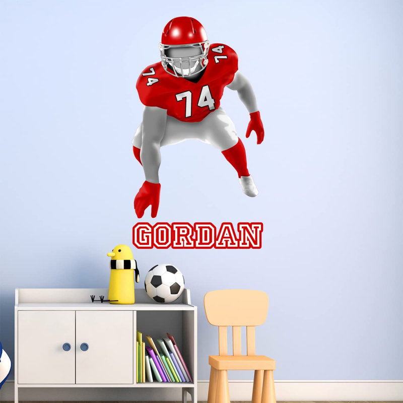 Adhésif décoratif joueur de football Lineman, H 23 po x l 13 po, Oui, Rouge