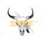 Cow Skull with Feather - Rustic Living Room Canvas Decor