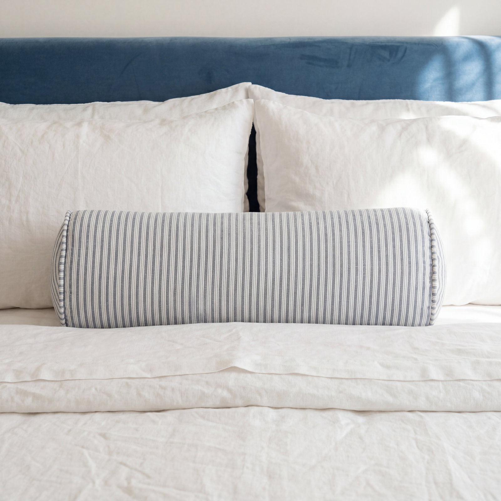 21" x 8" Cotton Throw Pillow, Blue, Polyester
