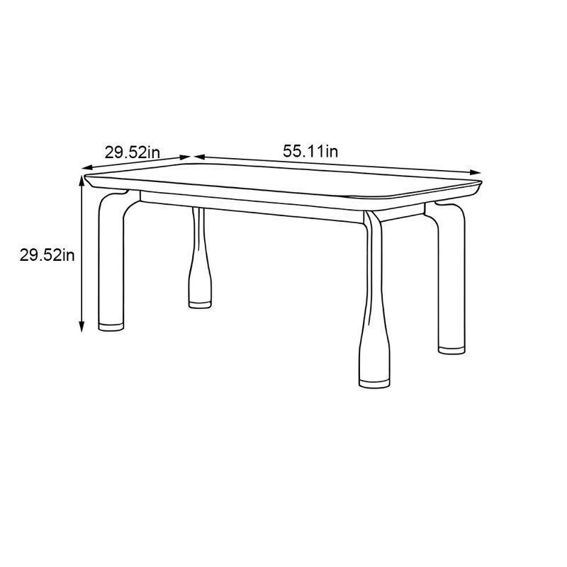 Une table de salle à manger moderne, luxueuse et simple, H 29,52 po x L 55,11 po x l 29,52 po