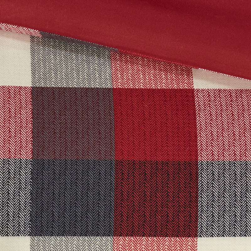 Édredon 7 pièces Red King - Chevron avec motif écossais Buffalo, King Comforter + 6 Additional Pieces