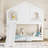 House Bunk Bed with Slide, Storage Shelves & Window-122581942