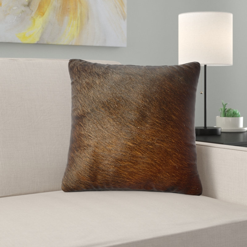 Torino Cowhide Pillow | 1-Piece | Chocolate | 18"x18", Chocolate
