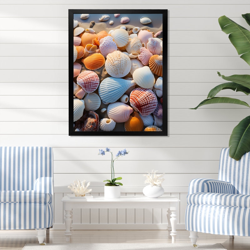 «Beach Photo Sunlit Shells II», reproduction sur toile, Cadre photo noir, L 12 po x H 20 po