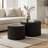 Nesting Coffee Tables Set Of 2, Black Round Modern Fluted Wooden Drum Accent Tables, 23.6", No Assembly Required For Living Room