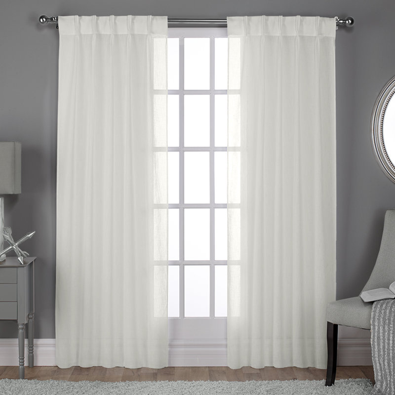 Lusetta Semi-Sheer Curtain Panel Pair, 30" W x 108" L, Winter White
