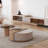 Cream style log TV cabinet end table combination