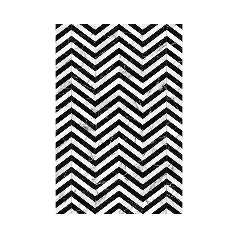 Motif à chevrons en marbre - noir et blanc, H 26 po x l 18 po x P 1,5 po
