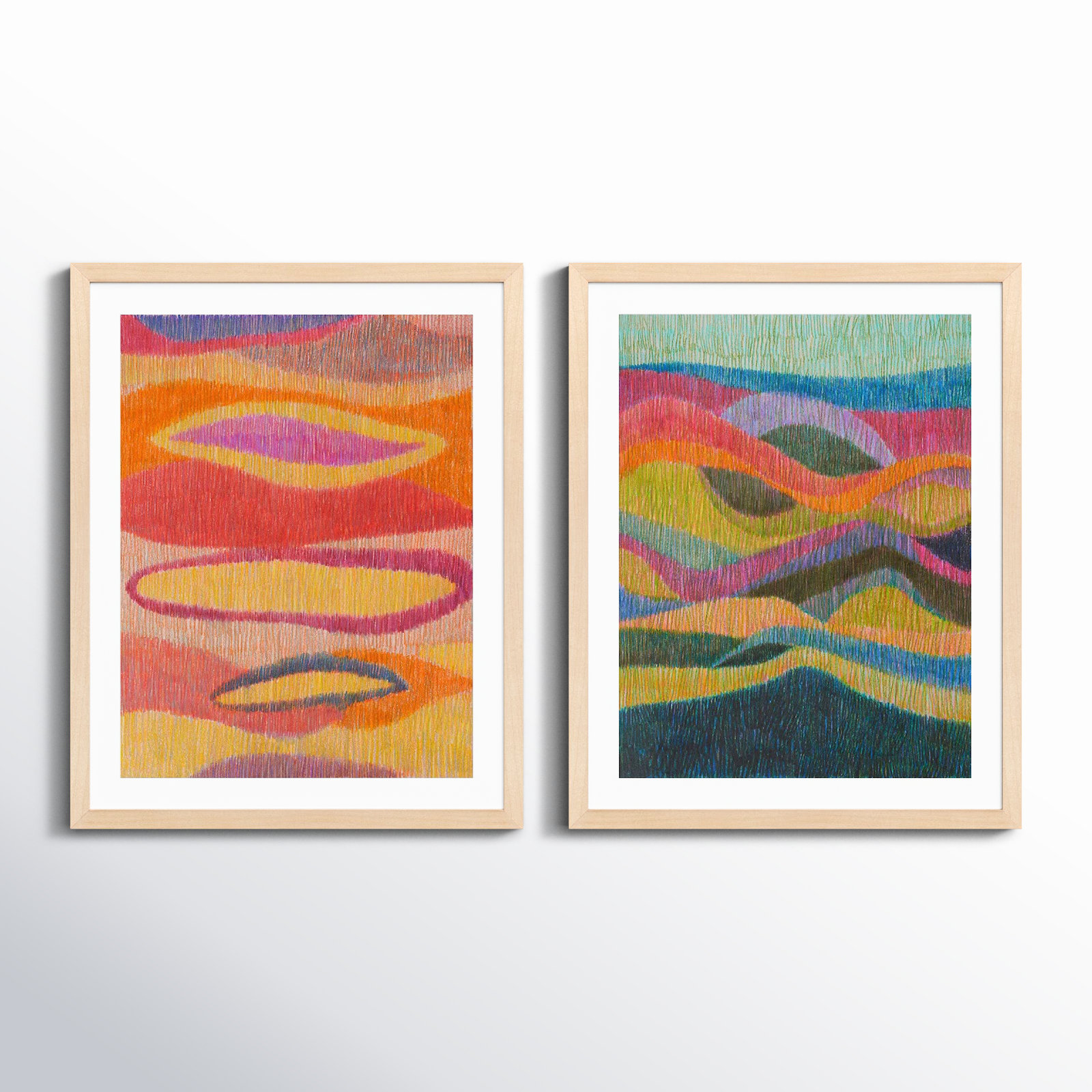 Merengue and Tango 2-Piece Painting Set, 25" H x 20" W x 1.25" D, Brown Framed