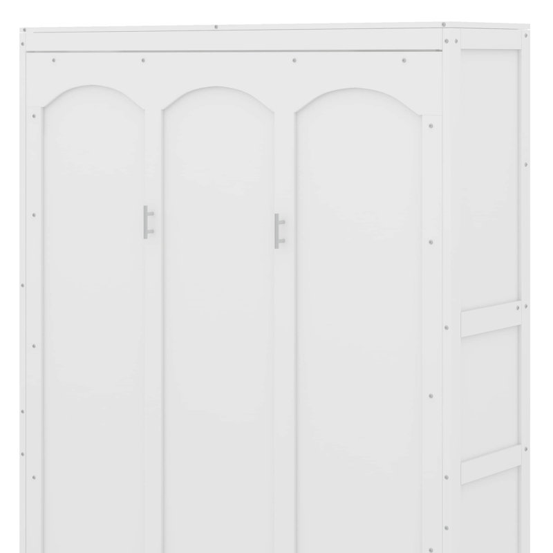 Grand lit escamotable avec tablettes, Blanc