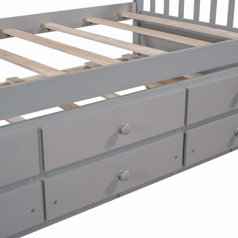 Daybed with Trundle and Drawers, Gray, Twin