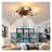 20'' Black Caged Ceiling Fan with Light, Farmhouse Low Profile Ceiling Fan with Remote Control, Modern Enclosed Flush Mount Ceiling Fan with Reversible Motor for Bedroom Living Room Kitchen