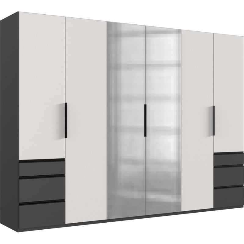 Guardino 6 Door Wardrobe, 216cm H x 300cm W x 58cm D, White/Graphite