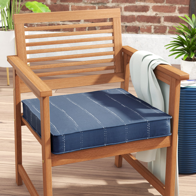 Dufresne Outdoor 3'' Dining Chair Cushion, 3" H x 19" W x 19" D, Navy