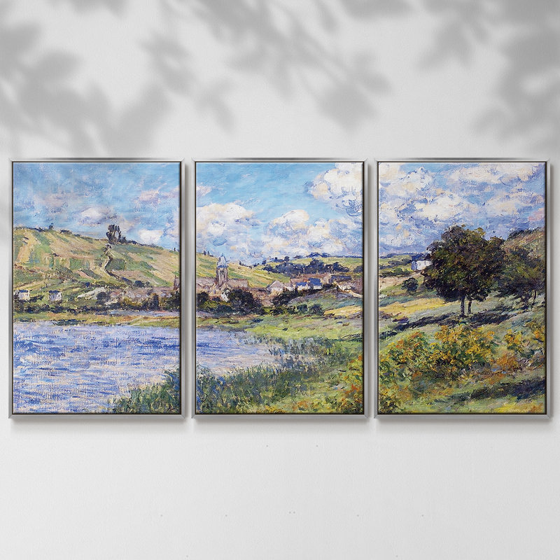 Vetheuil, Paysage, 1879 3 pièces, H 24 po x l 48 po x P 2 po, Argent