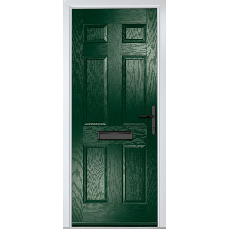 Crystal GRP Front door Muirfield solid Agate Grey 890mm x 2090mm Open in Left hand None Glass, 89mm x 209mm, Left, Green