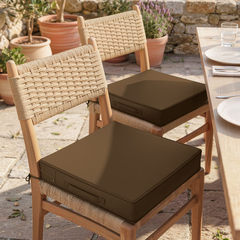 Coussins de siège d'extérieur 22x22x4, L 22 po x P 22 po, 4'', Cacao