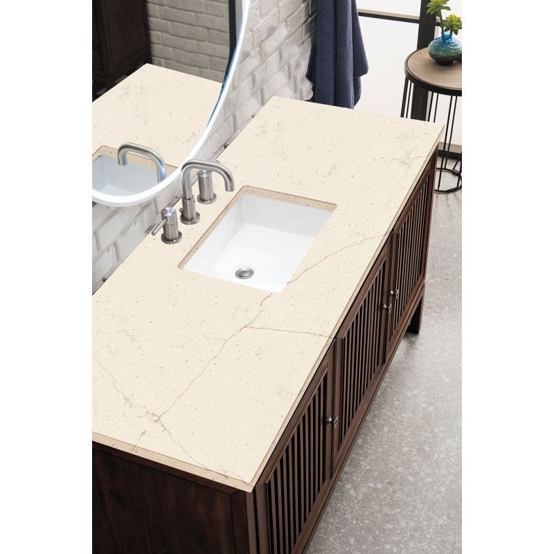 Athens 60'' W Single Vanity, Carrara White, Glossy White, 8" Widespread
