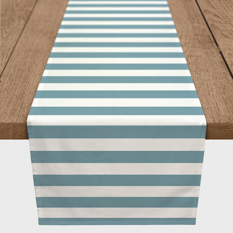 Chemin de table Lynda, 72 po x 16 po, Bleu ciel, Rayé 2