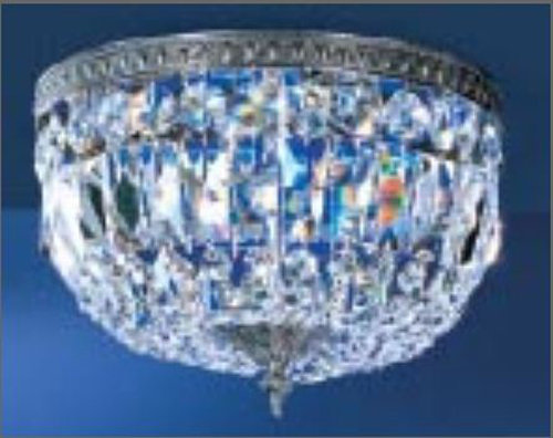Plafonnier semi-encastré cristal Baskets, Crystalique-Plus, Bronze romain, H 8po x l 12 po x P 12 po
