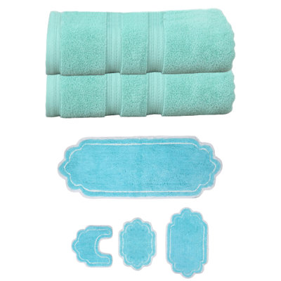 Ensemble de serviettes de bain 2 pièces et de tapis de bain 4 pièces Talbert Collection, 100% coton doux (ensemble de 6)