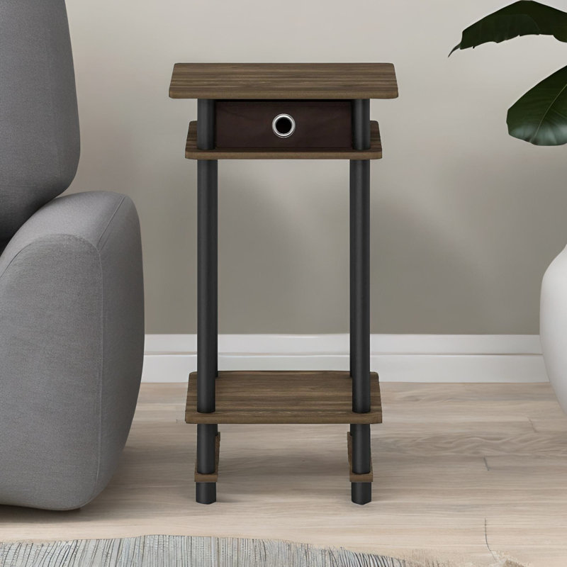 Nakyrah 2 Tier Tall Side Table with Storage Drawer Furniture Living Room