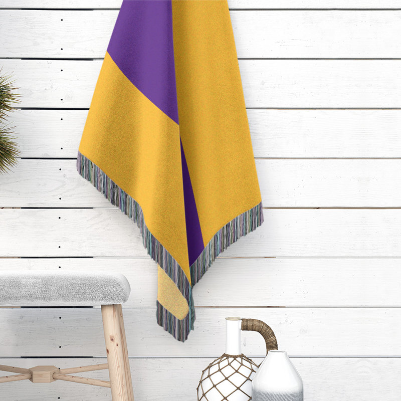 Couverture en coton basket Los Angeles, l 80 po x L 60 po, Doré / mauve / doré