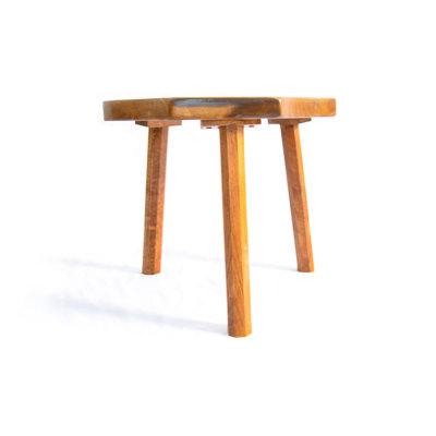 Handmade Oak Side Table, 21.7 x 15.7 x 17.7 inches | 100% Solid Oak Wood, 1.6 inches Thick with Flat Varnish Finish | Modern Rustic Scandinavian Design, Perfect for Living Room & Bedroom Decor