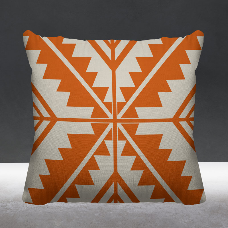 Coussin décoratif intérieur / extérieur Tala Southwestern, Orange, L 17 po x H 17 po