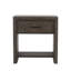 Alma 1 - Drawer Solid Wood Nightstand in Dark Brown/Brass/Black