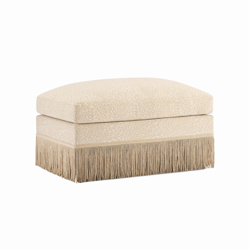 Beige Coffee Leopard Chenille Ottoman, Beige/Brown