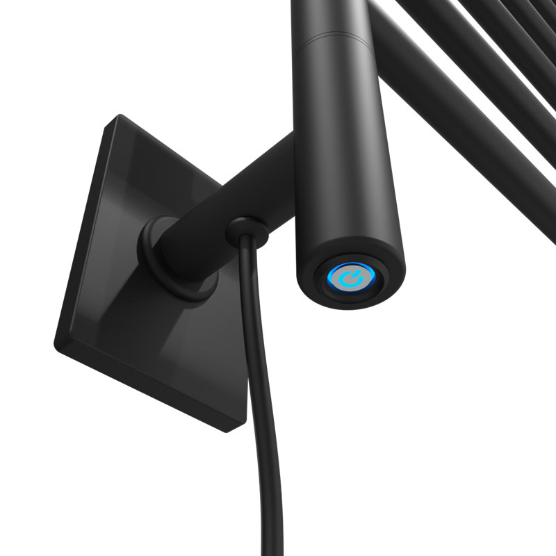 Chauffe-serviettes mural ou à brancher pivotant SL3, H 35 po x l 25 po x P 5 po, Noir mat