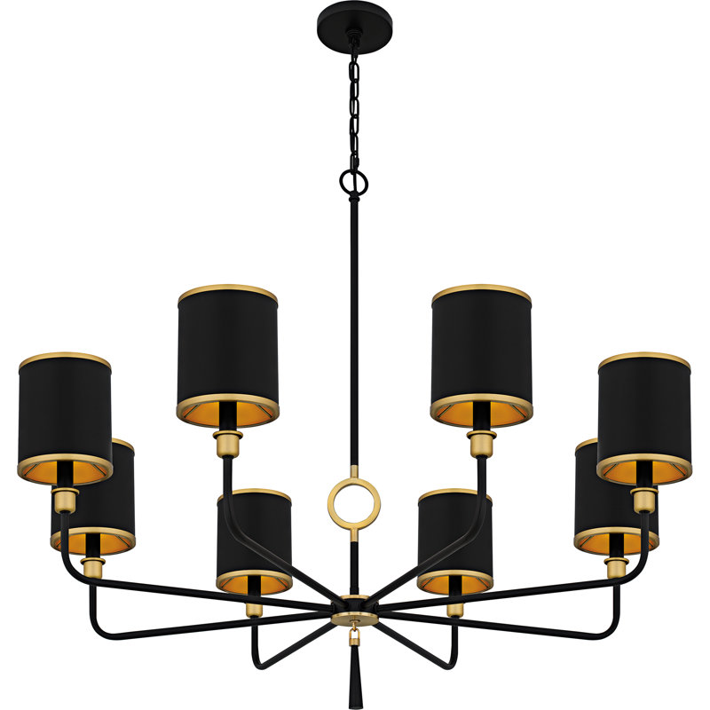Lustre noir mat Lockery, H 35 po x l 40 po x P 40 po, 8 lumières