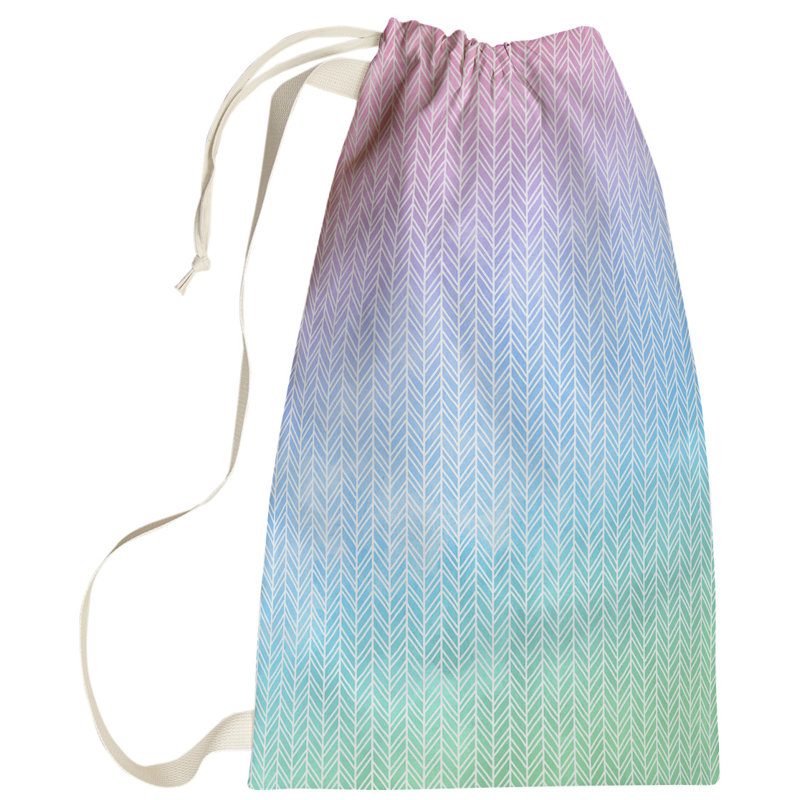 Leffel Fabric Laundry Bag with Handles, Large (76.5" H x 29.5" W x 1.5" D), Blue/Pink/Green