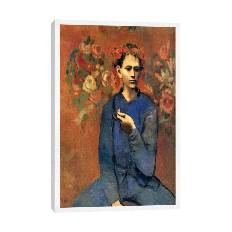 A Boy With Pipe by Pablo Picasso - Wrapped Canvas Painting, White Framed, 66.04 cm H x 45.72 cm W x 3.175 cm D