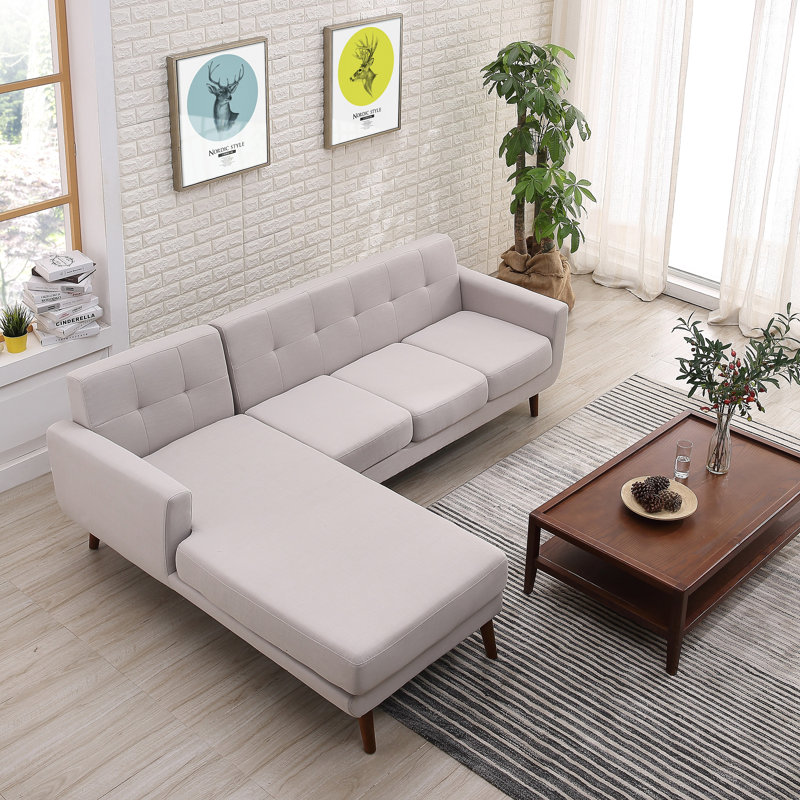 Barnet Upholstered L-Shaped Sectional, Beige/Tan, Left Hand Facing