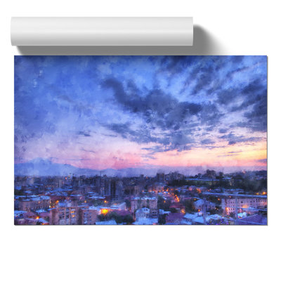 Yerevan Armenia Skyline Painting - Frameless Print