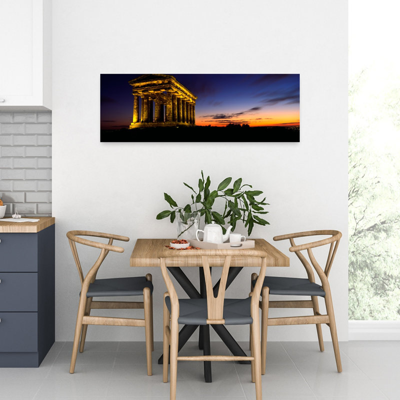 Monument Lit Up At Dusk Penshaw Monument London England United Kingdom by Mark Denton - Wrapped Canvas Panoramic Print