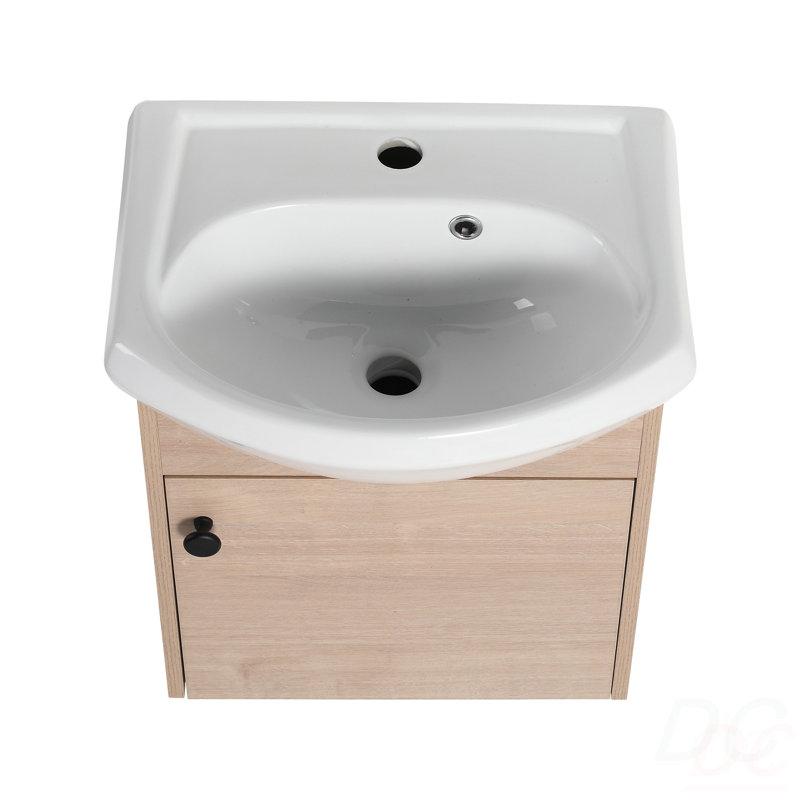 Petit meuble-lavabo de 18 po avec lavabo en céramique, montage mural (KD-PACKING)