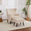 Upholstered Wingback Chair With Footstool-421907152