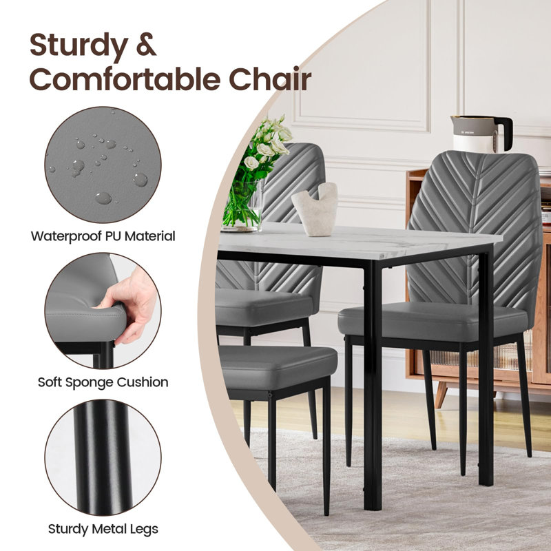 4 - Person Dining Set, Grey, Grey