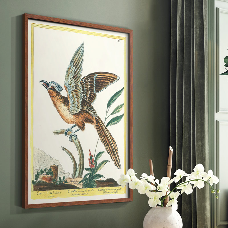 «Pastel Birds IV», reproduction encadrée - bois massif, Brun, H 10 po x l 8 po