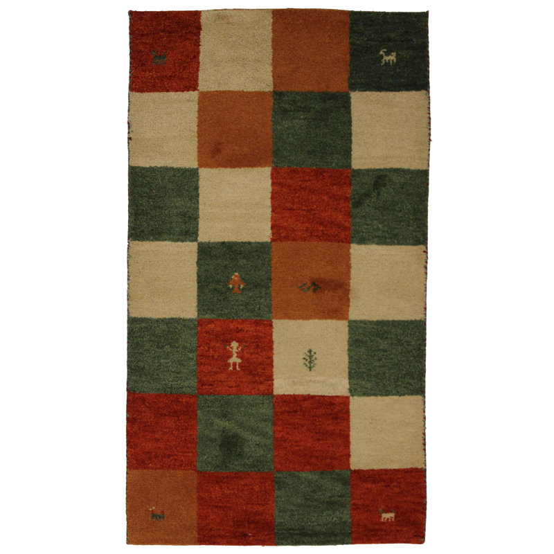 Ottwin Plaid Area Rug in Multicolor Green