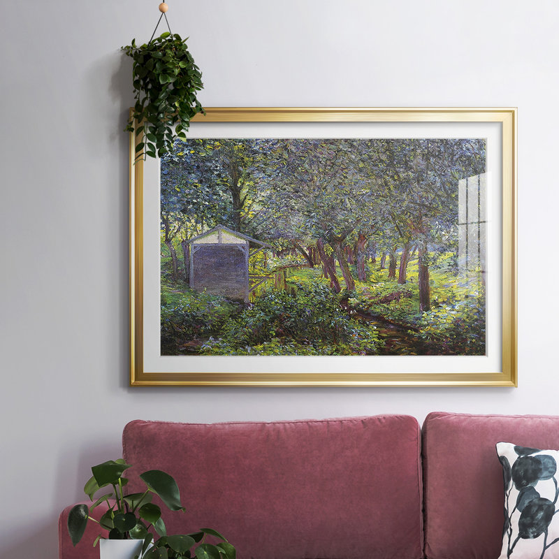 «In Monets Garden, Giverny», reproduction d'art encadrée sur papier par Claude Monet, Argent, H 27 po x l 39 po x P 1,5 po