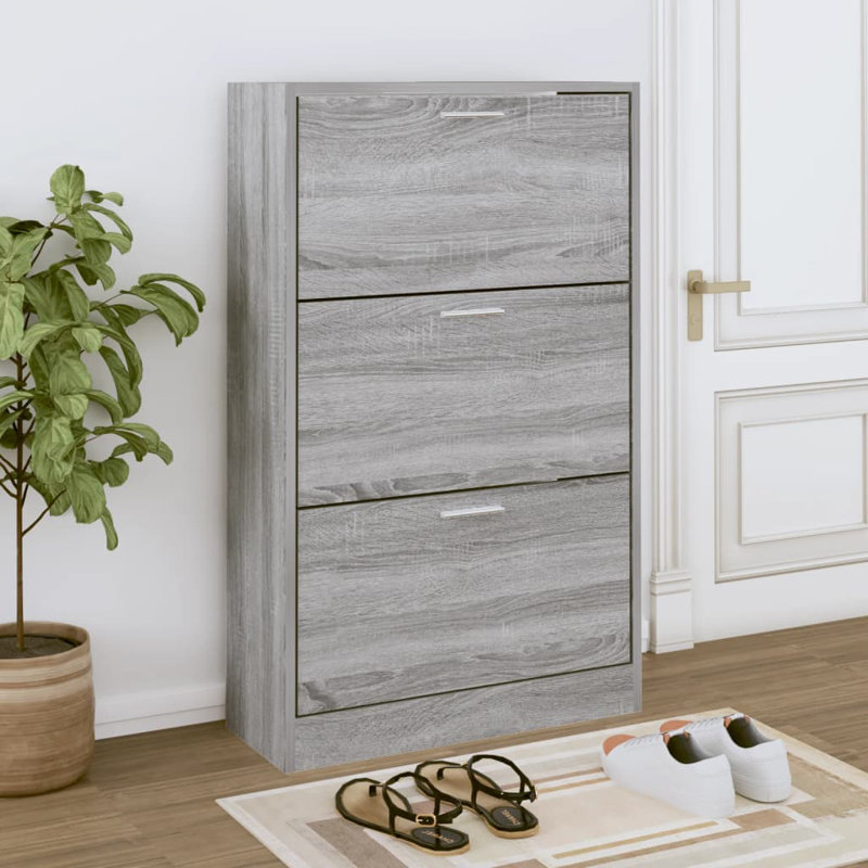 9 Pair Flip Down Shoe Storage, Grey
