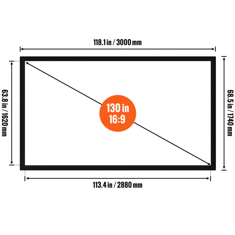 Stellweilan Tessberg Fixed Frame Projector Screen, 63.8" H x 113.4" W