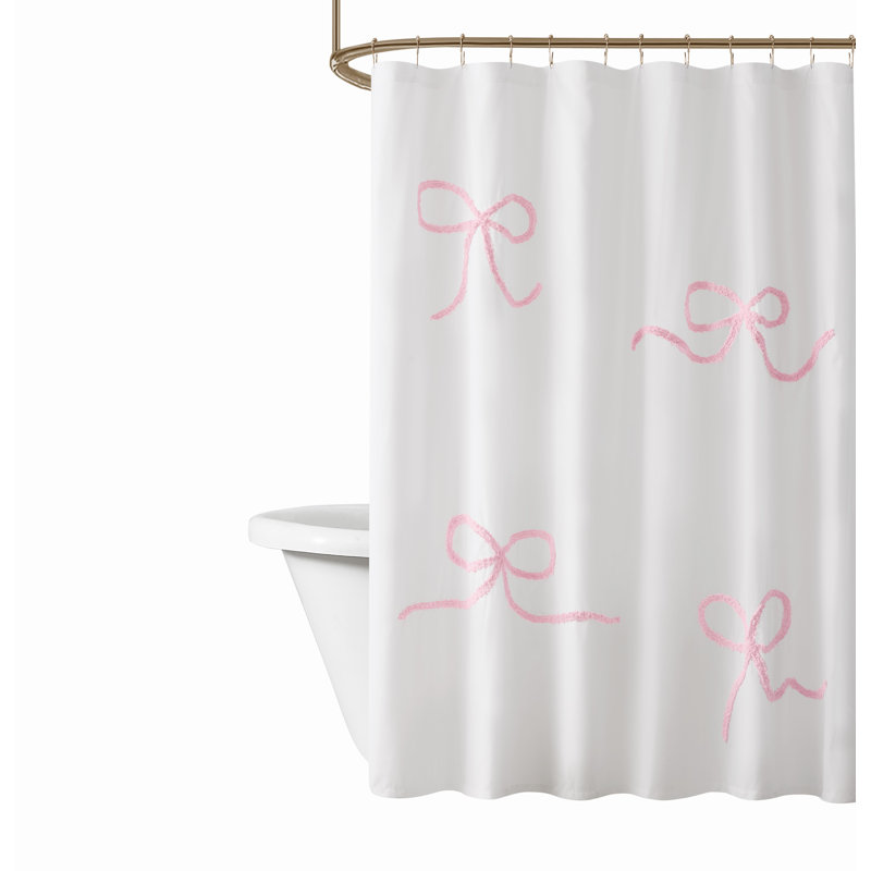 Rideau de douche texturé, Rose/Blanc