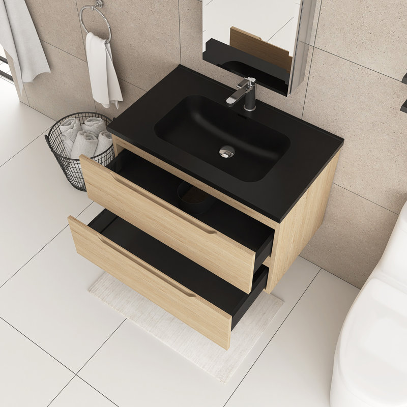 Meuble-lavabo mural 32 "avec panneau de particules avec lavabo en quartz