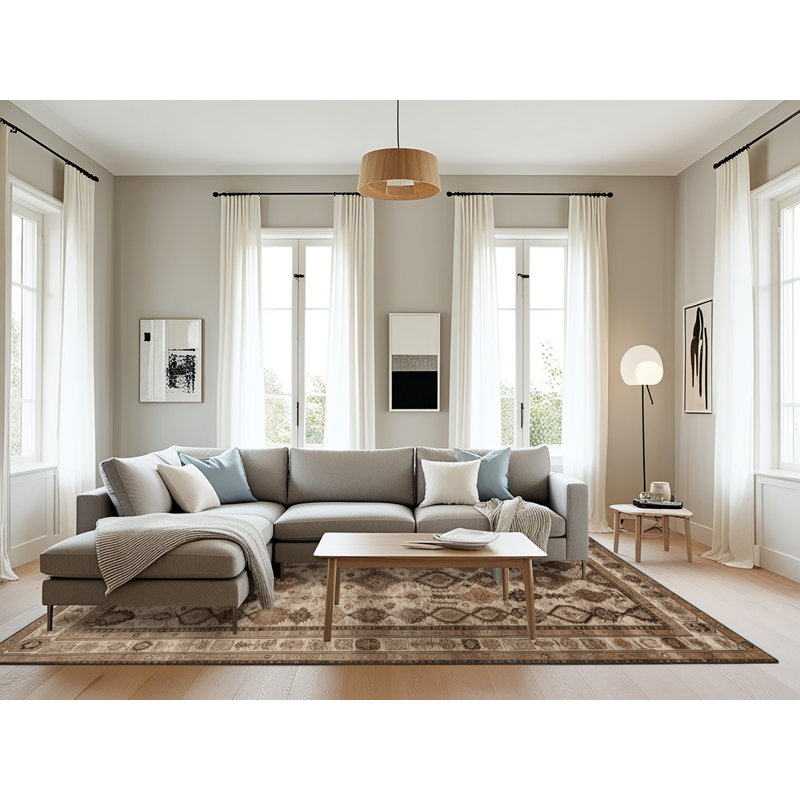 Tapis brun lavable à la machine, Rectangle 6 pi x 9 pi